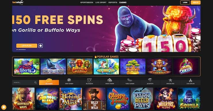 BetWhale Casino homepage