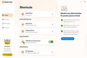 Avast antivirus protection Dashboard