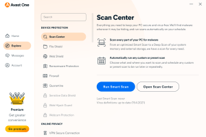 Avast Spyware Detector Scan Center