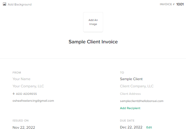 Bonsai Invoice