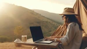 Digital nomads working remotely while traveling