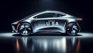 Electric car made in the US, ai-generated image