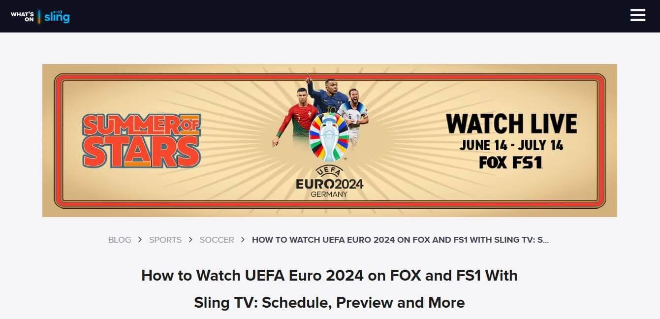 EURO 2024 is available for streaming on Sling TV