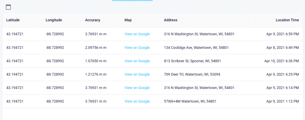 eyeZy GPS locations