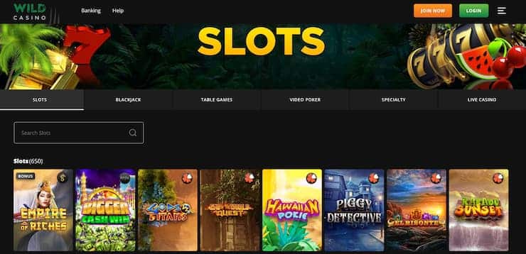 Wild Casino games list