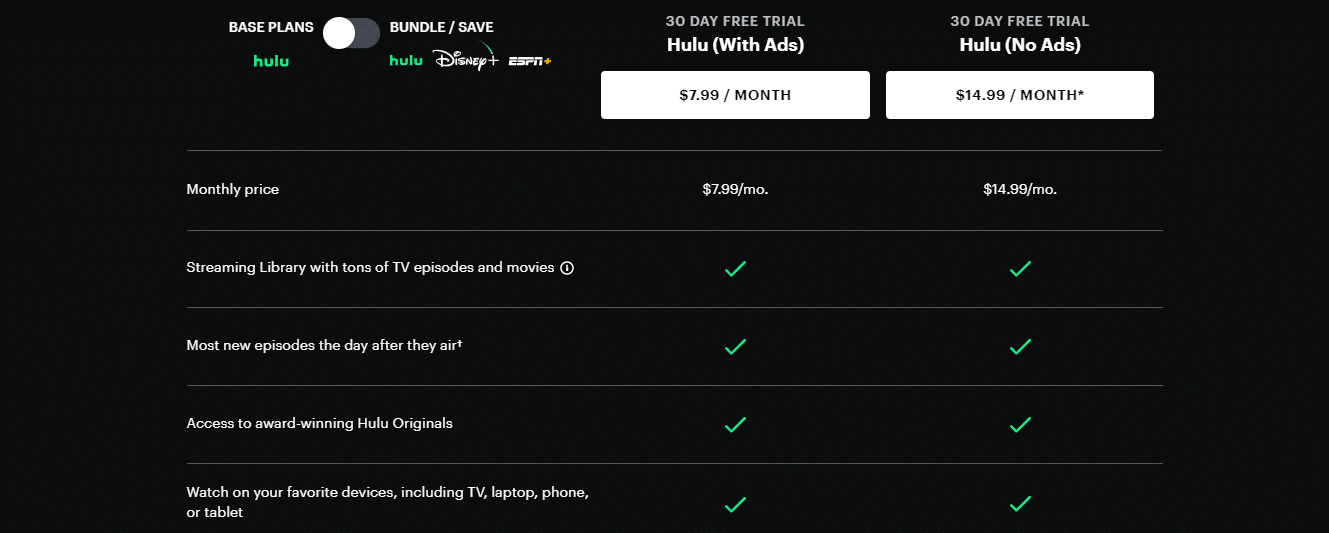 Hulu’s Pricing