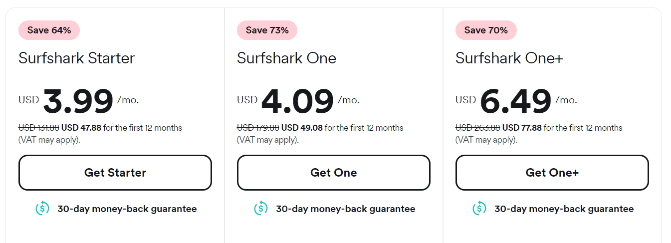 Surfshark’s paid plans