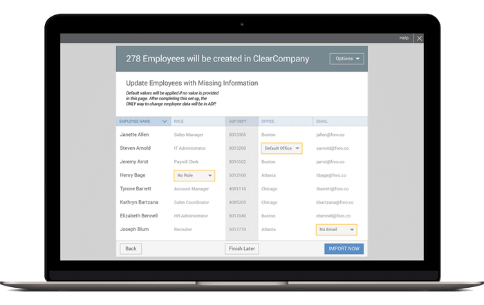 Syncing payroll records between ADP and ClearCompany