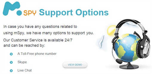 mSpy’s support options