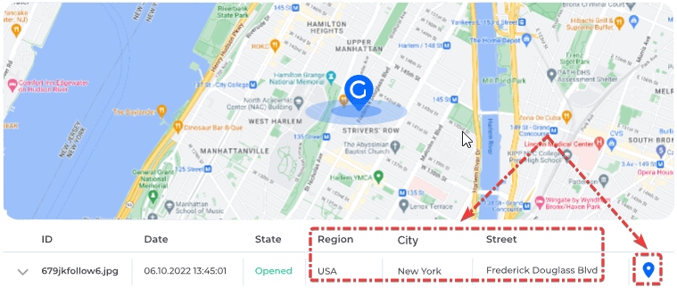 GEOfinder IP logger feature