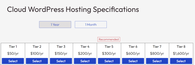 InMotion’s 8 tiers or paid plans