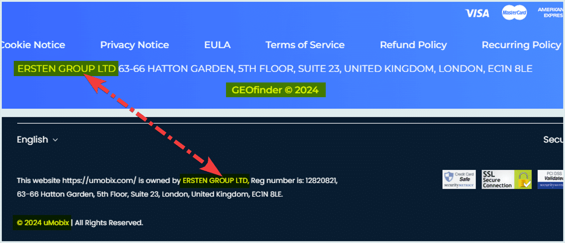 GEOfinder and uMobix website screenshots