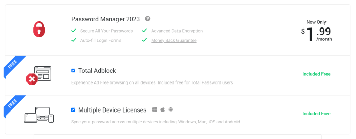 Total Password’s only paid option is the Total Password Premium
