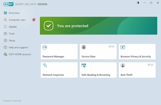 The user interface of ESET