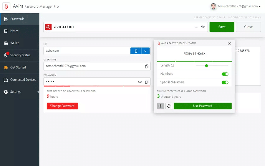 Avira’s password generator