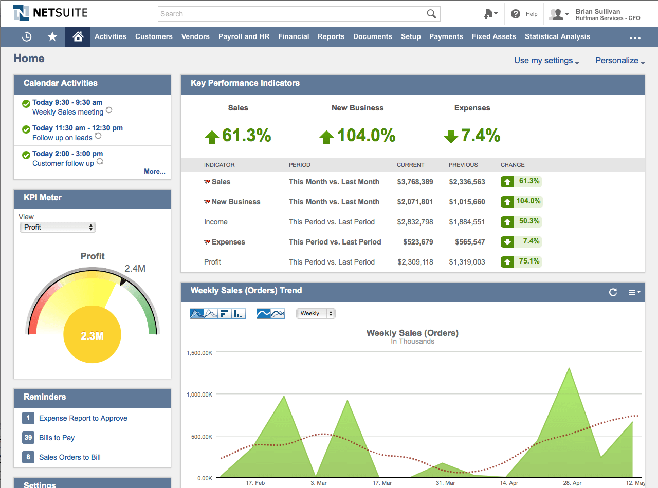 NetSuite accounting software interface