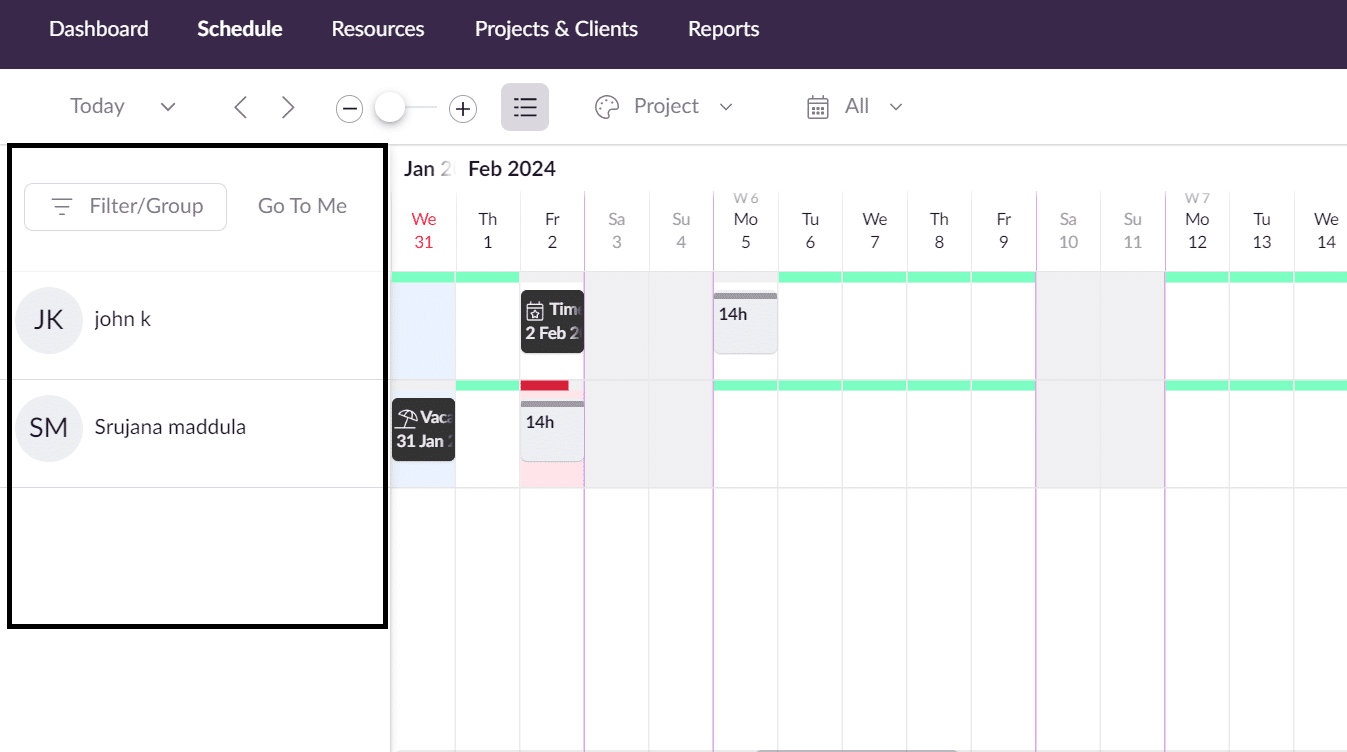 ResourceGuru scheduling