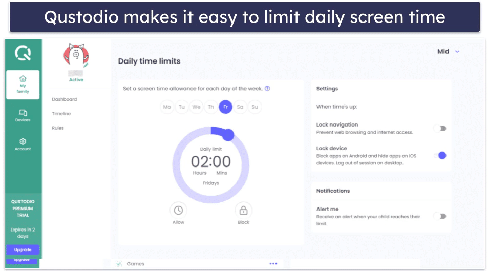 A view of Qustodio’s interface