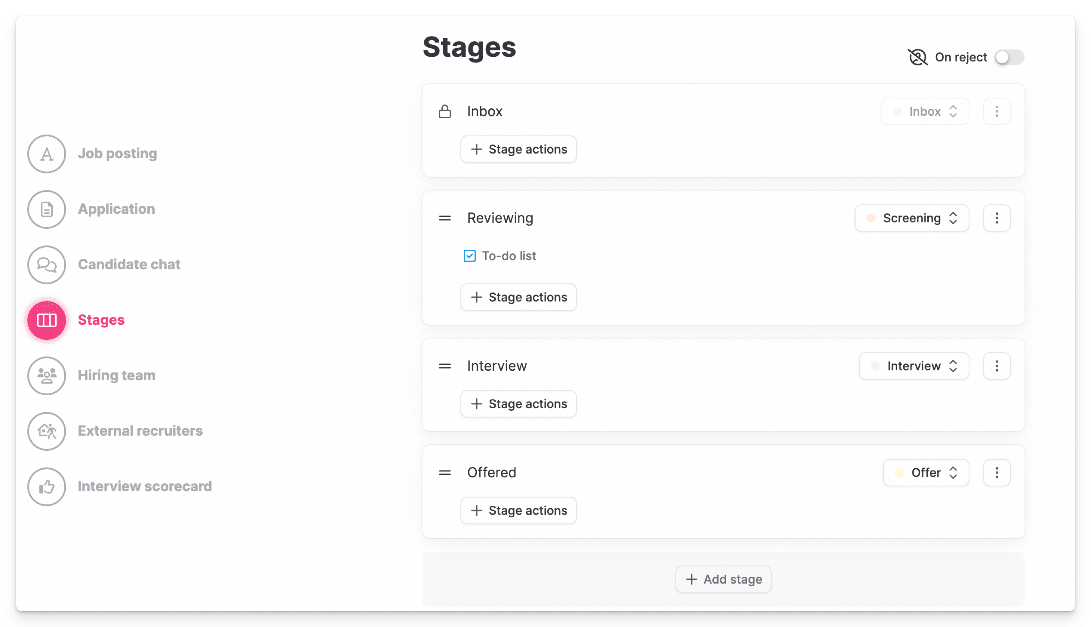 Adding stages to streamline the recruitment process