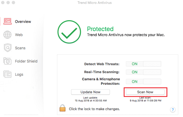 Trend Micro AV's dashboard