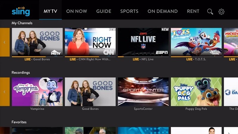 SlingTV Interface