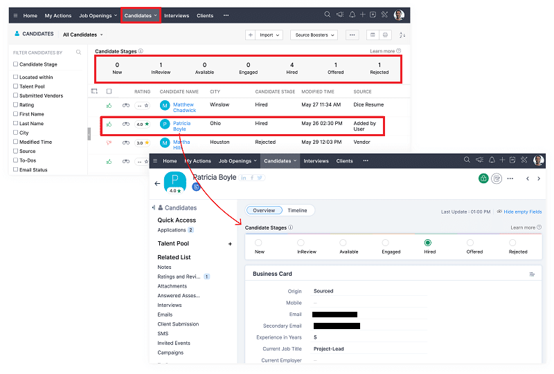 Applicant tracking with Zoho Recruit