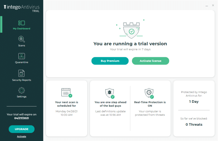 Intego mac antivirus dashboard