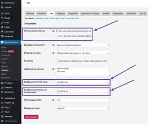 Configuring taxes on WooCommerce