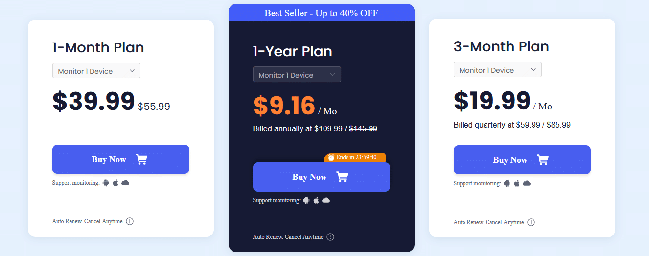 KidsGuard Pro pricing plans