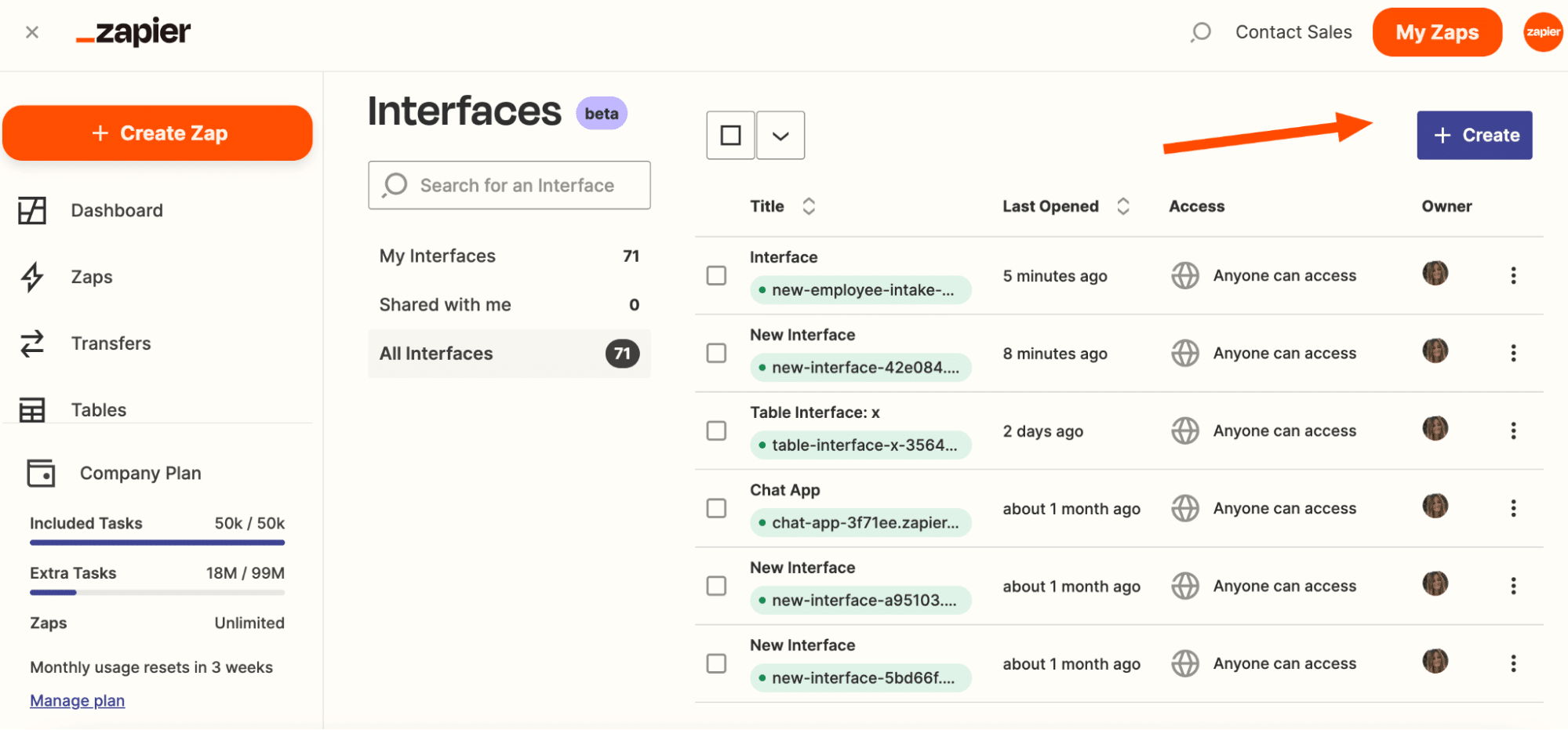 Zoho software interface