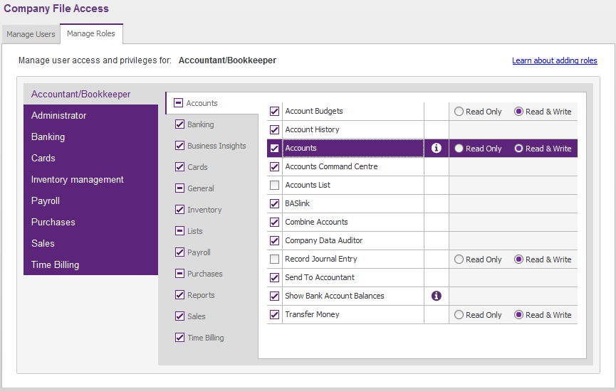 MYOB accounting software interface