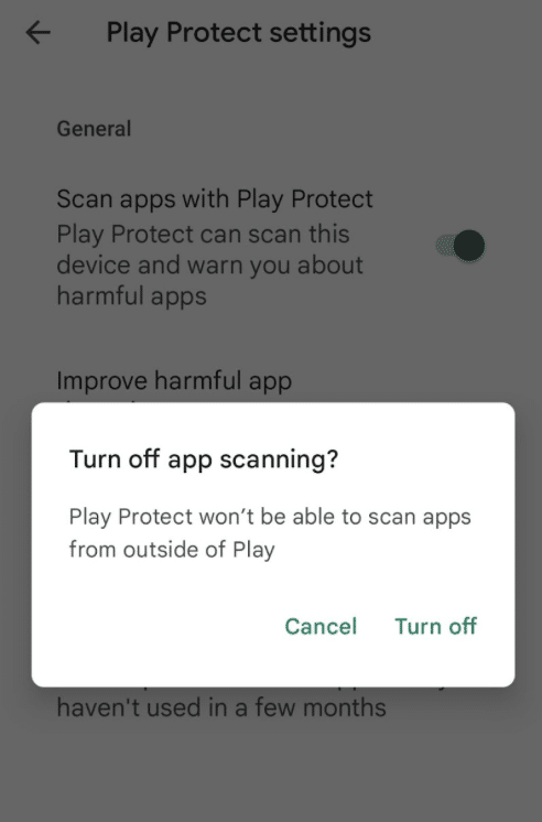 Disabling Play Protect to download Spynger Android app