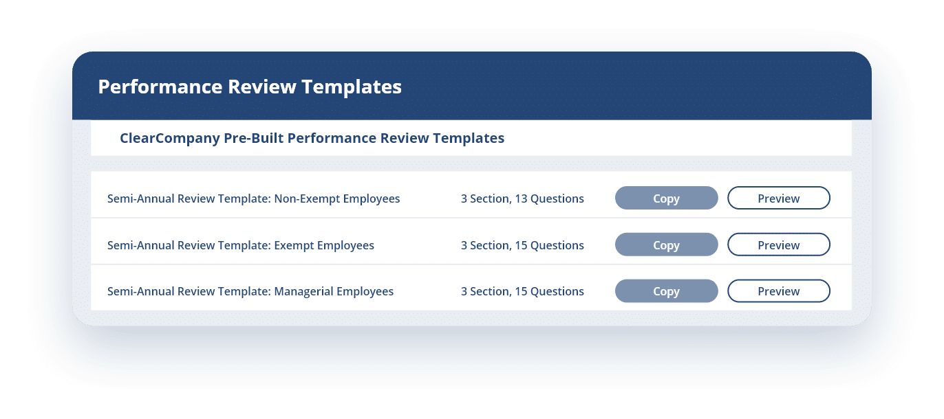 ClearCompany's performance review templates