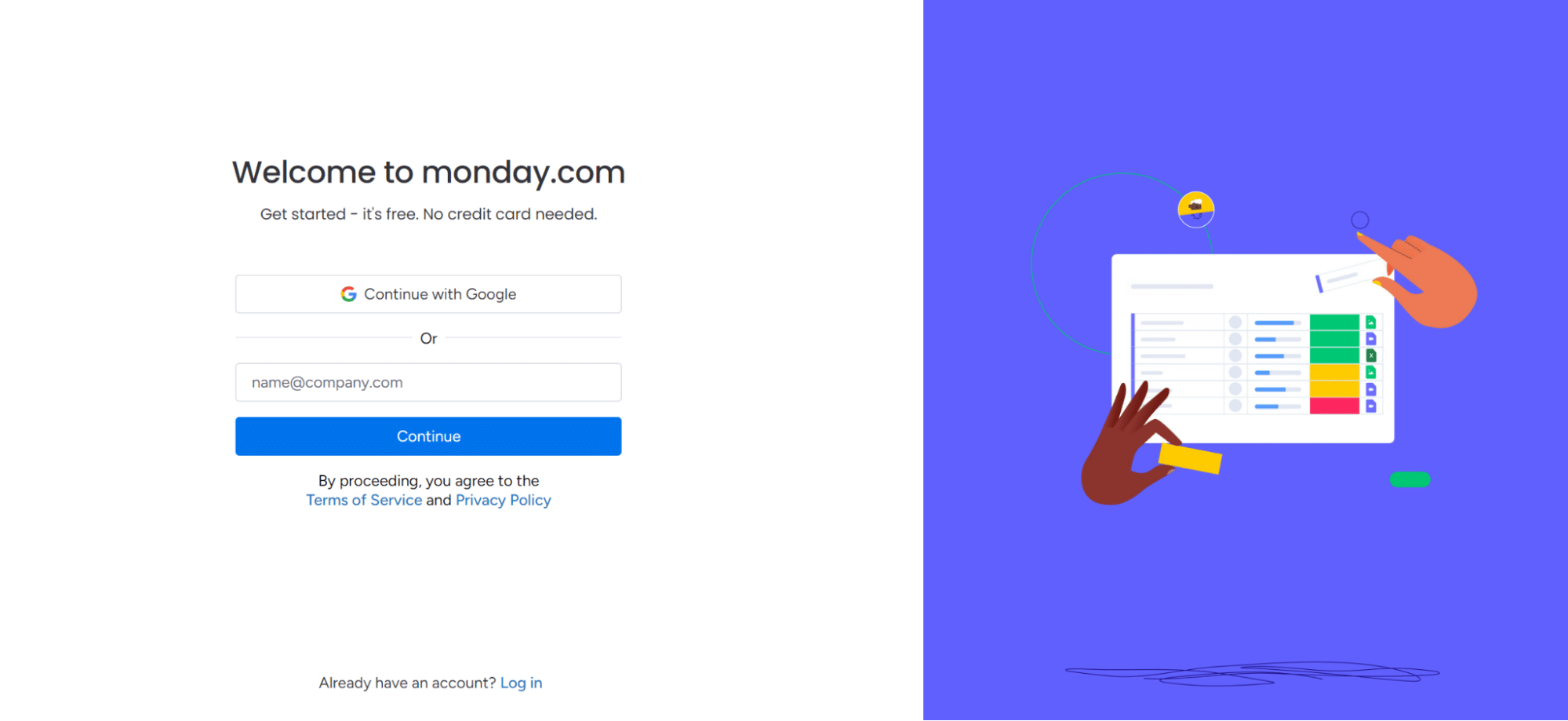 Monday.com’s signup page