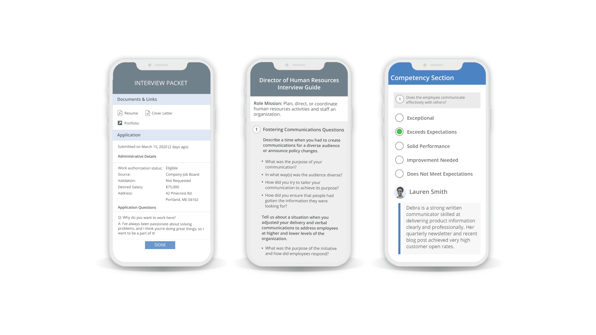 ClearCompany's mobile interface