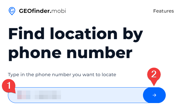 Entering the phone number you want to track