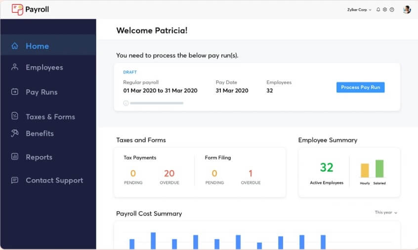 Zoho Payroll Compensation Management