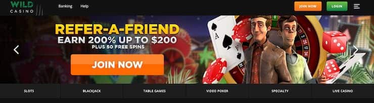 Wild Casino sign up button