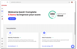 McAfee dashboard | Antivirus software Australia