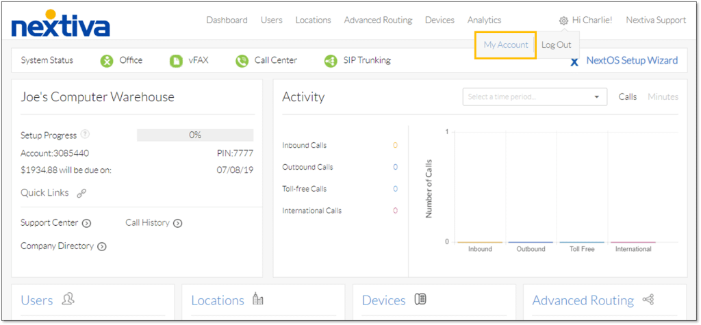 Nextiva Dashboard Best VoIP for small businesses