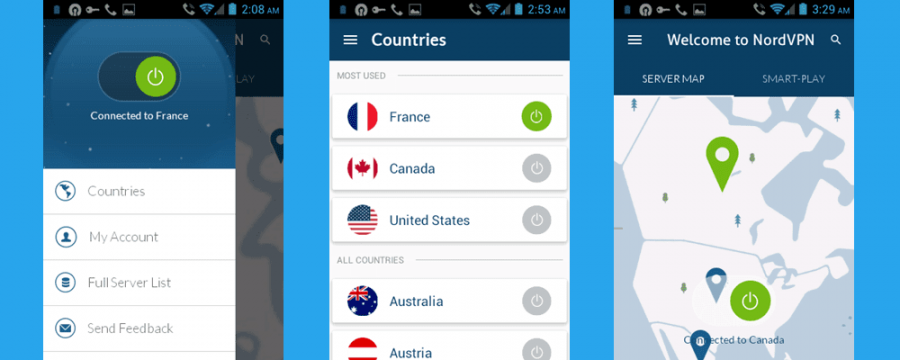 Nordvpn Android interface