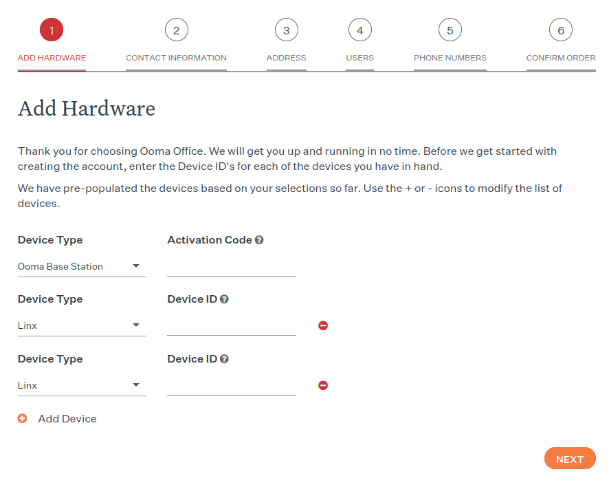 ooma device activation screen