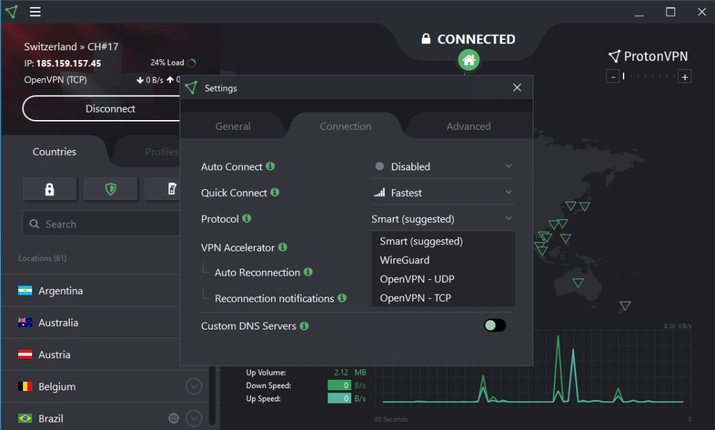 ProtonVPN's interface