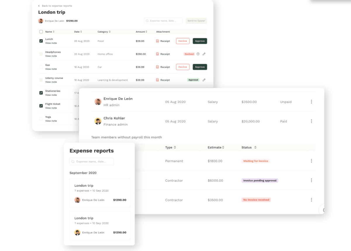 OysterHR Dashboard