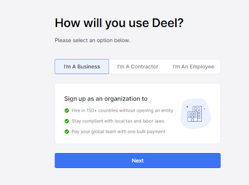 Deel software registration process