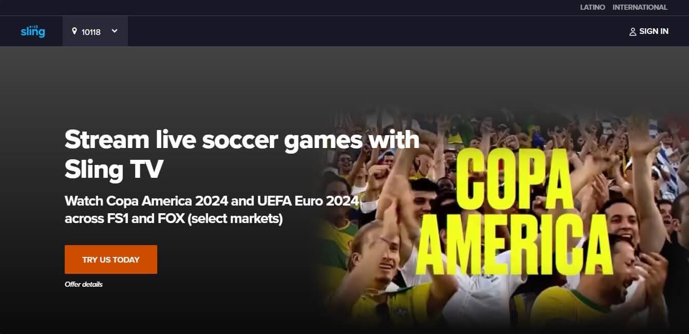 Sling TV Watch Copa America Interface