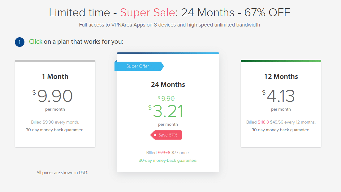 vpnarea vpn pricing plans