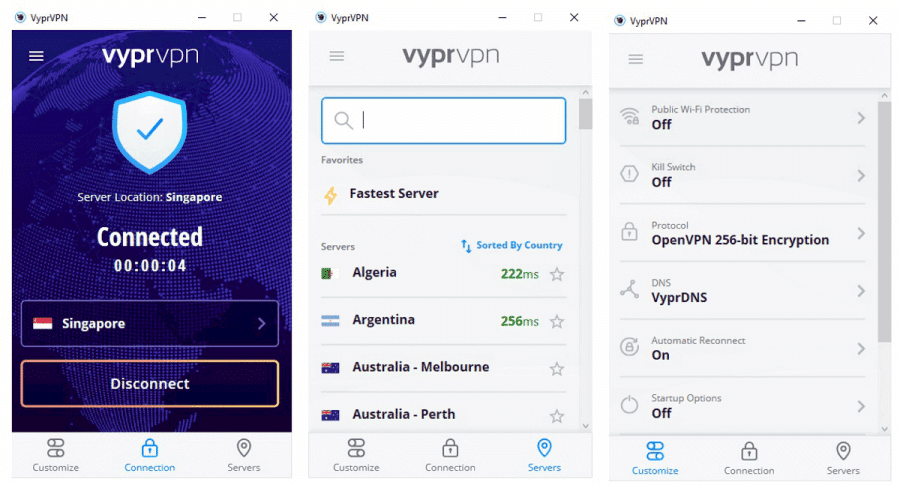 VyprVPN's interface