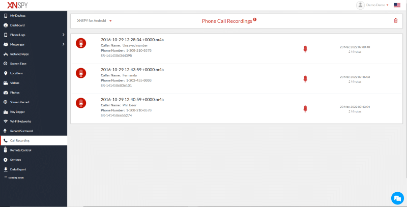 xnspy phone recording