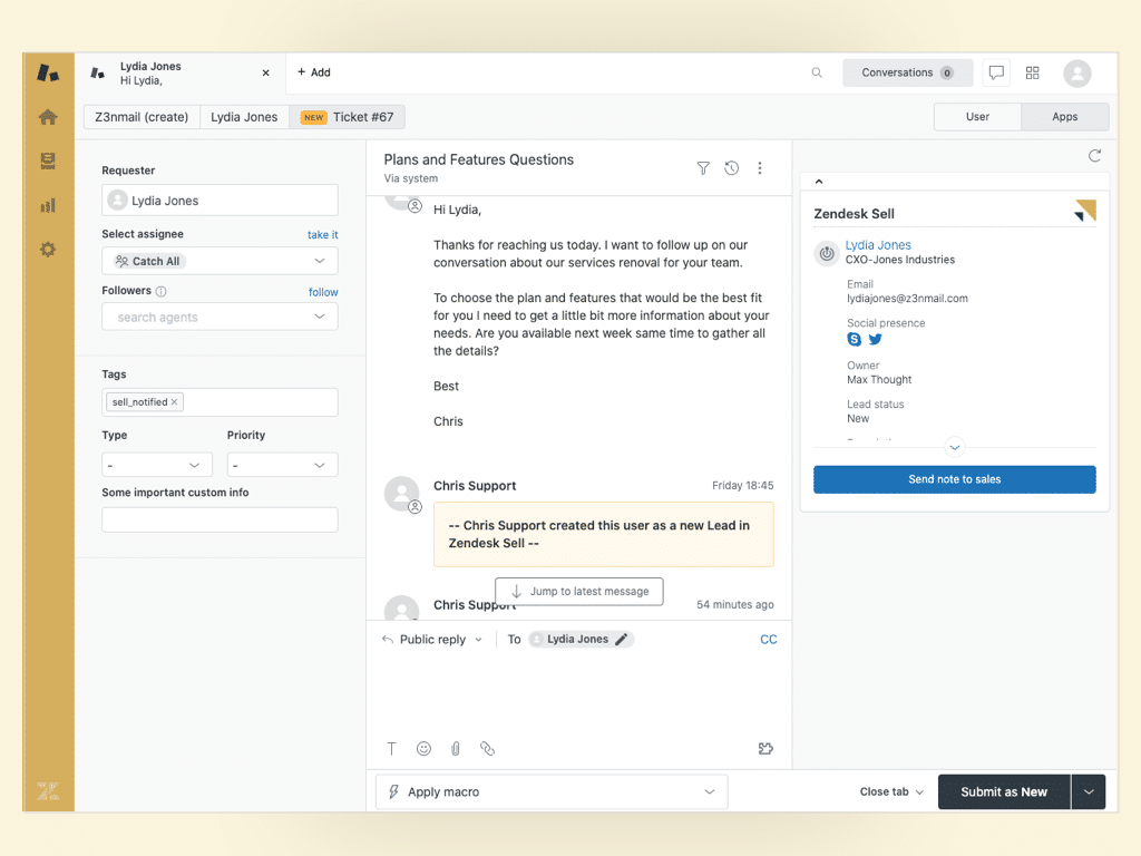 Zendesk Sell Chat Integration